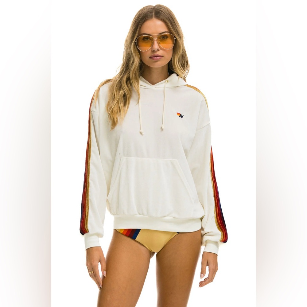 AVIATOR NATION CLASSIC VELVET RELAXED PULLOVER HOODIE